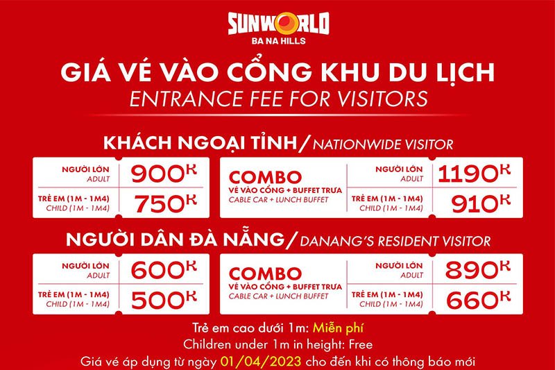 giá vé bà nà 2023 mới nhất